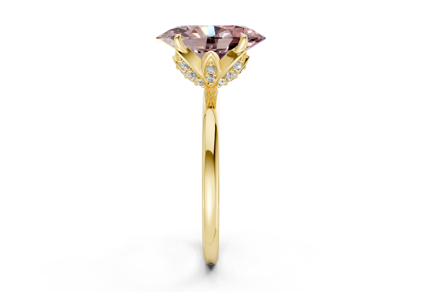 Skye Pink Diamond Solitaire Oval Cut 1.8mm Engagement Ring