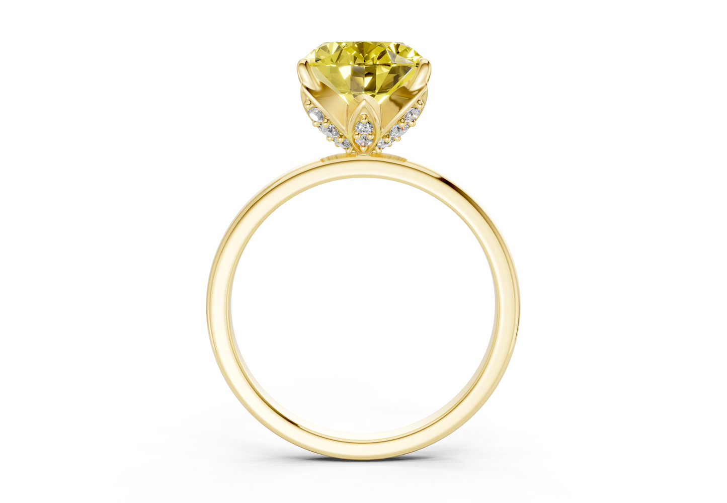 Skye Yellow Diamond Solitaire Oval Cut 1.8mm Engagement Ring