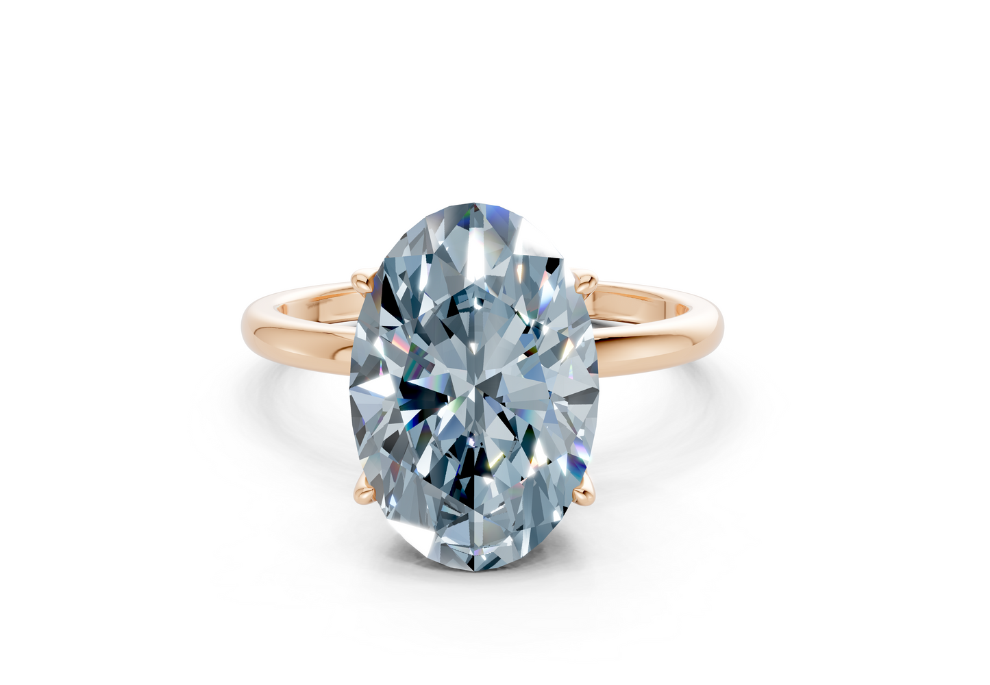 Skye Blue Diamond Solitaire Oval Cut 1.8mm Engagement Ring