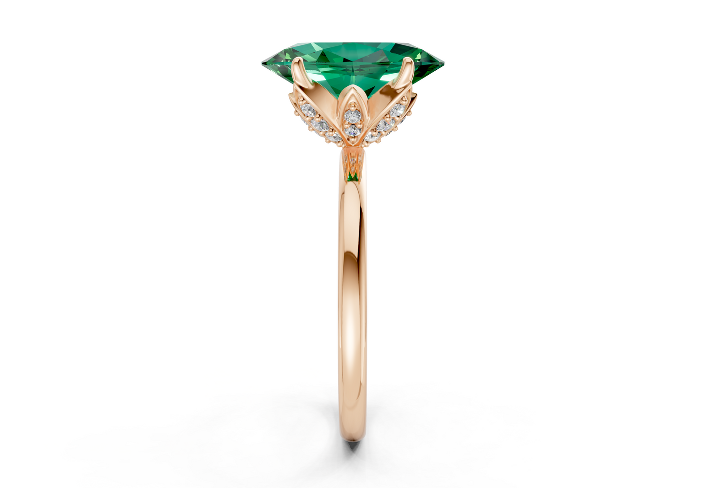 Skye Emerald Gemstone Solitaire Oval Cut 1.8mm Engagement Ring