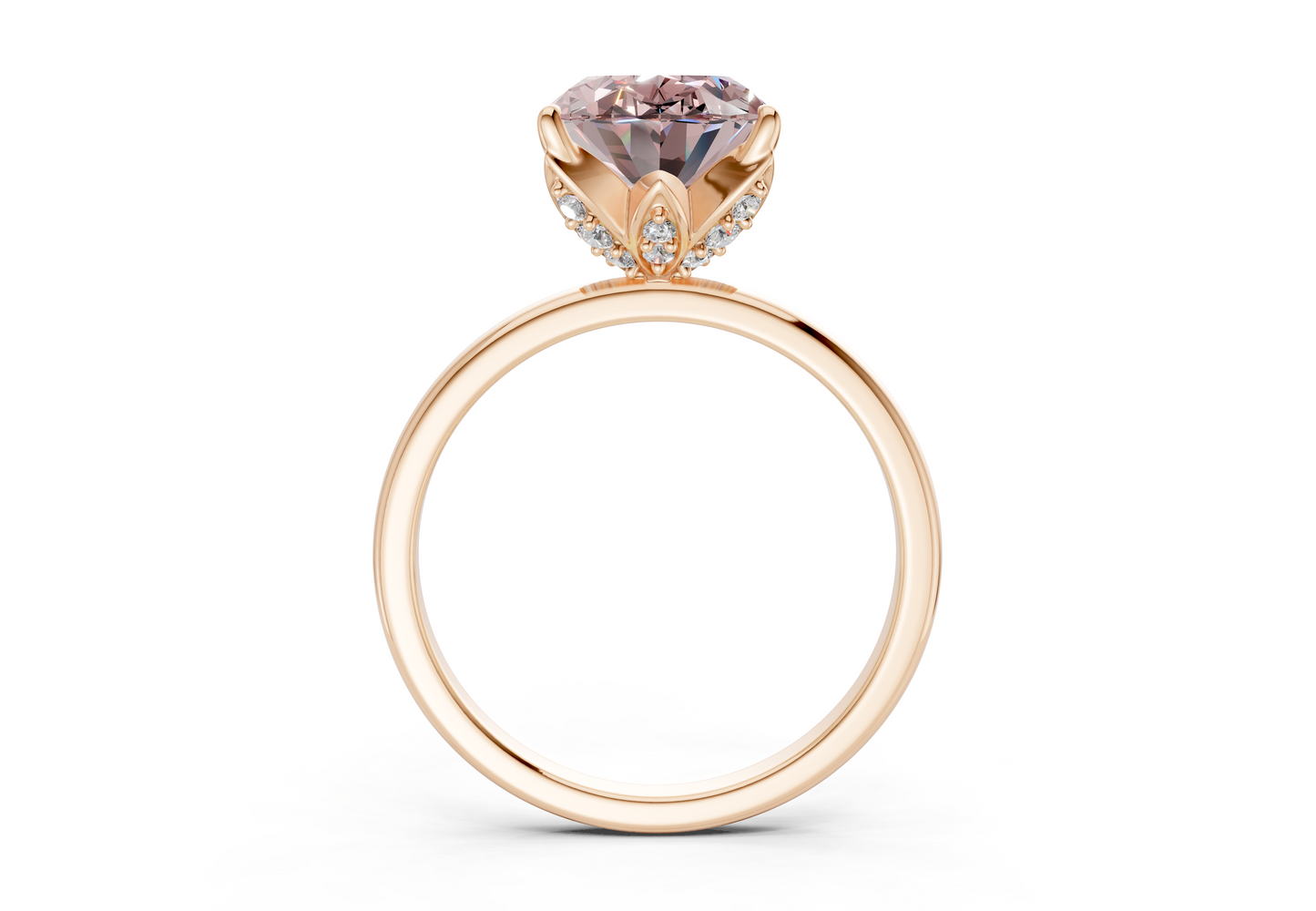 Skye Pink Diamond Solitaire Oval Cut 1.8mm Engagement Ring