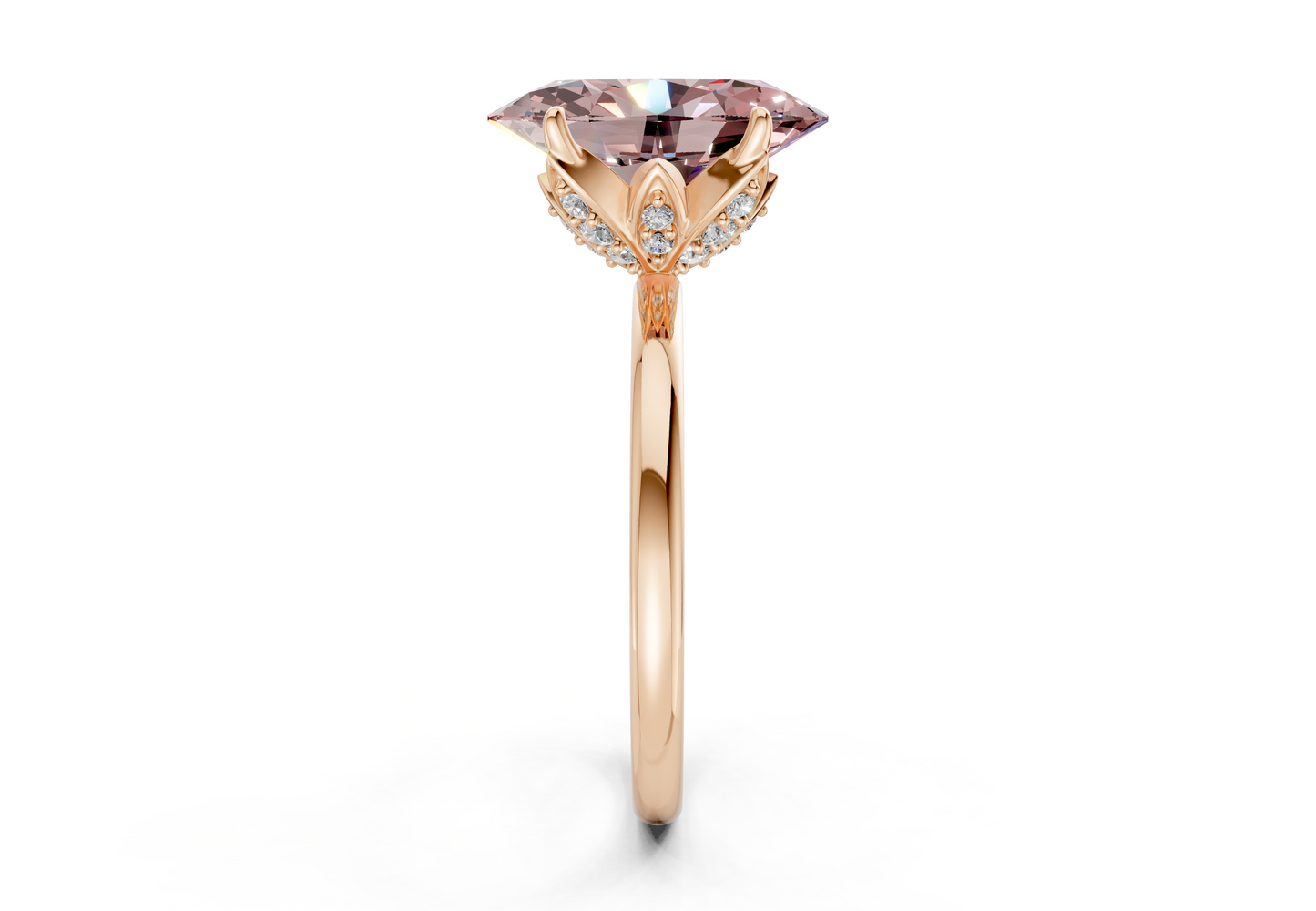 Skye Pink Diamond Solitaire Oval Cut 1.8mm Engagement Ring