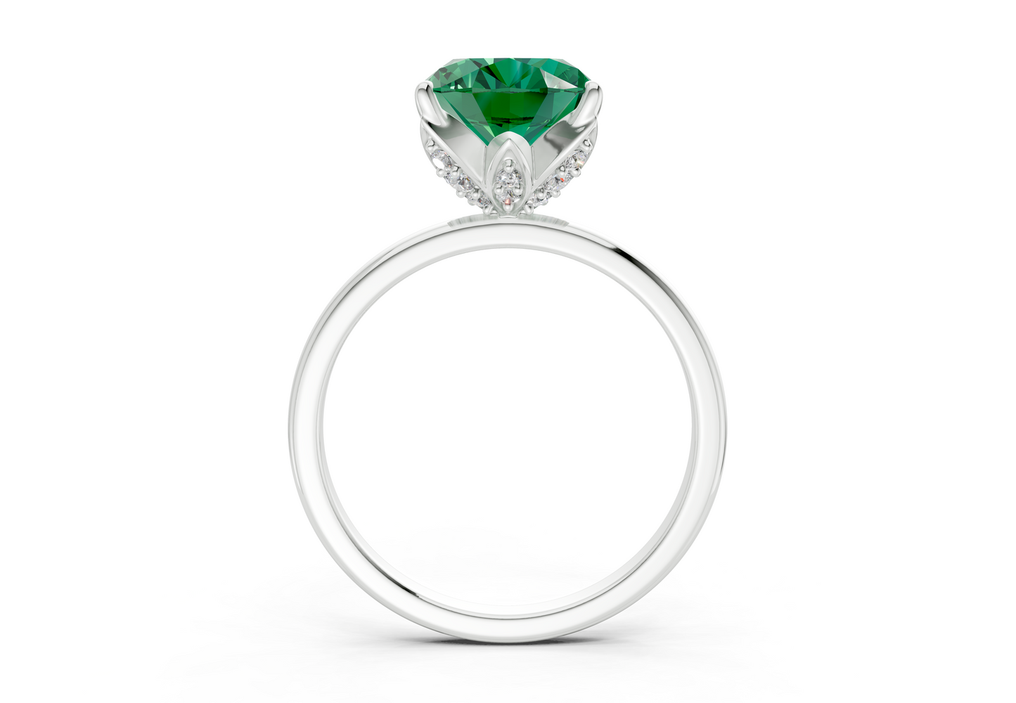 Skye Emerald Gemstone Solitaire Oval Cut 1.8mm Engagement Ring