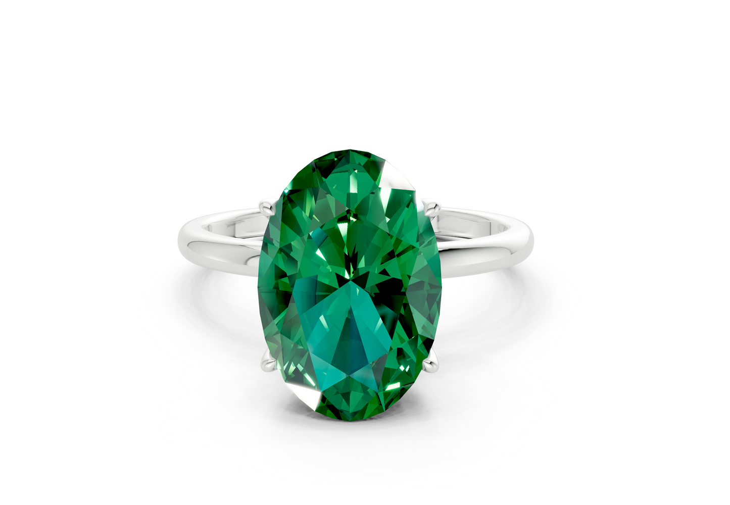Skye Emerald Gemstone Solitaire Oval Cut 1.8mm Engagement Ring