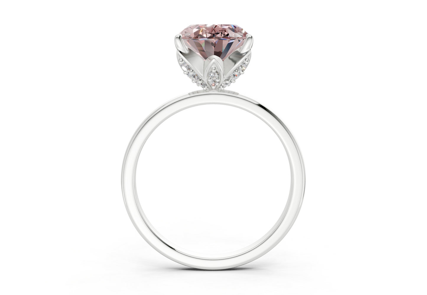 Skye Pink Diamond Solitaire Oval Cut 1.8mm Engagement Ring