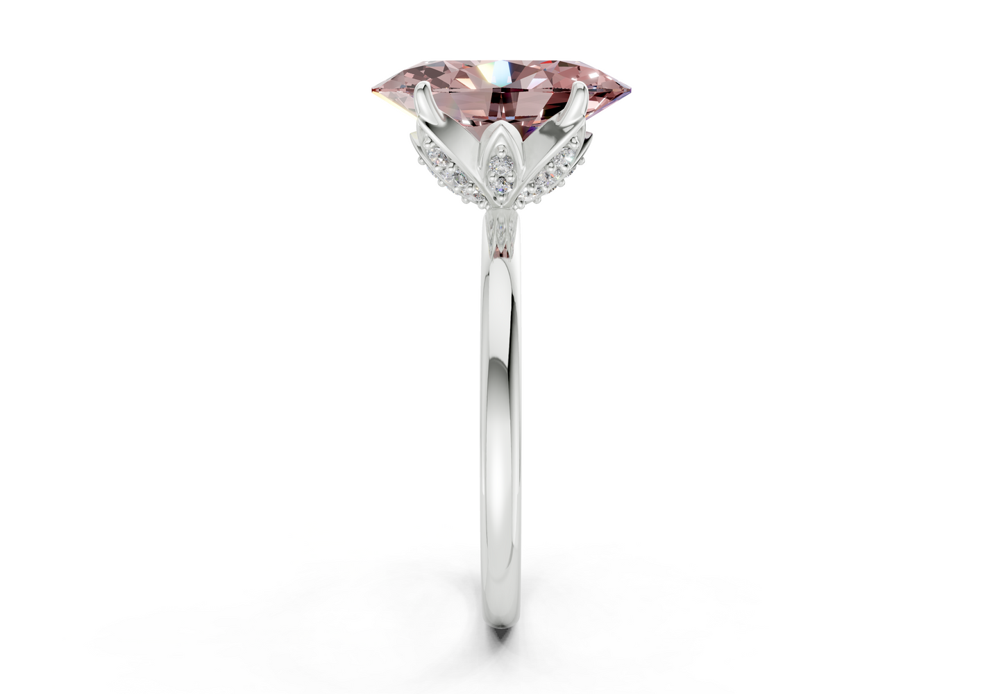 Skye Pink Diamond Solitaire Oval Cut 1.8mm Engagement Ring