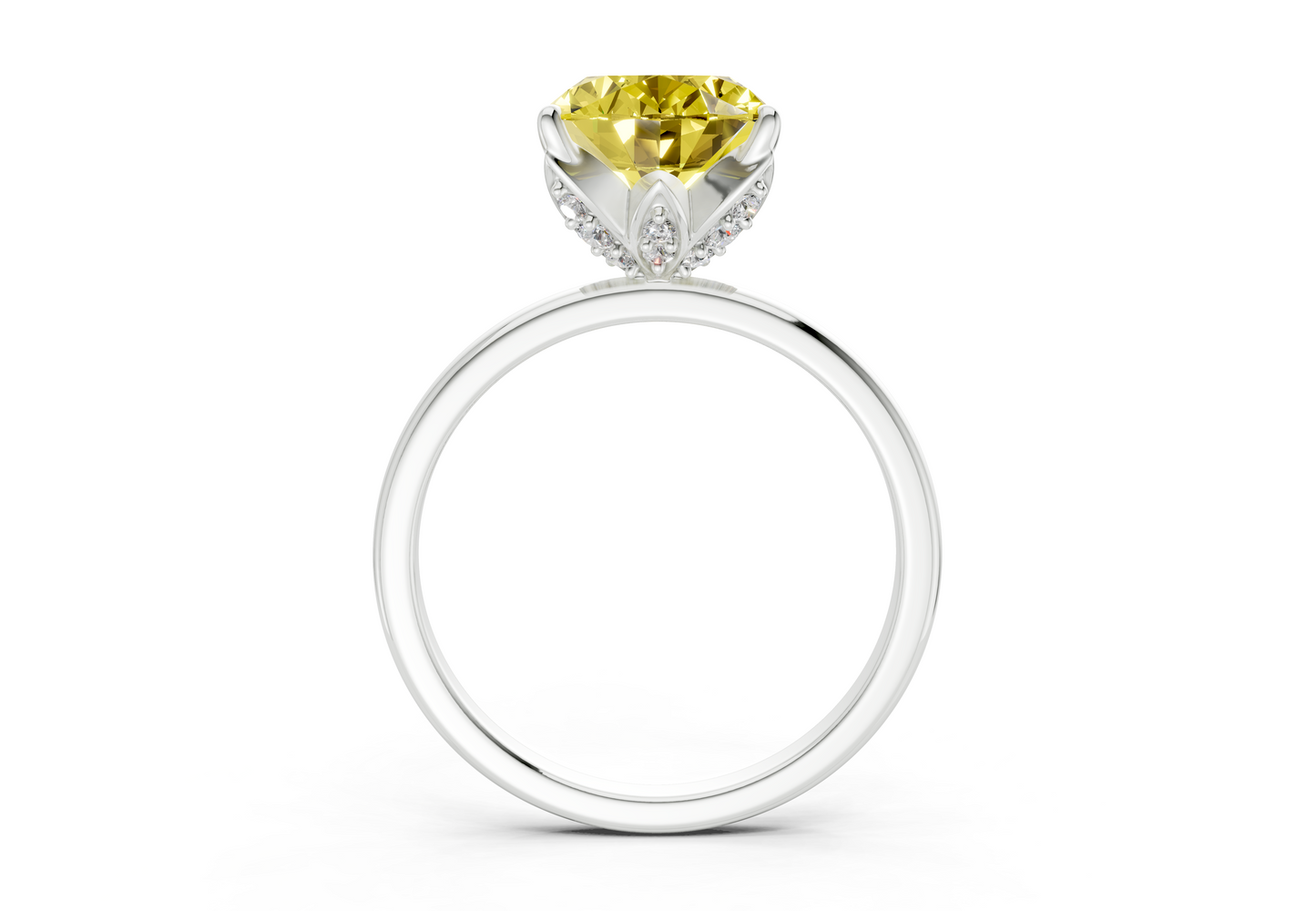 Skye Yellow Diamond Solitaire Oval Cut 1.8mm Engagement Ring