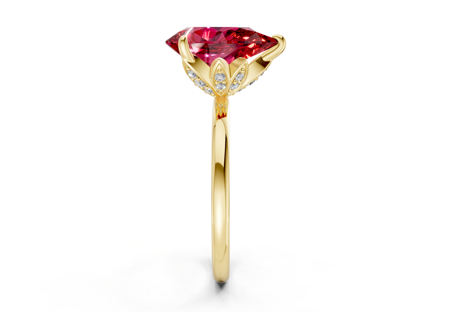 Skye Ruby Gemstone Solitaire Pear Cut 1.8mm Engagement Ring