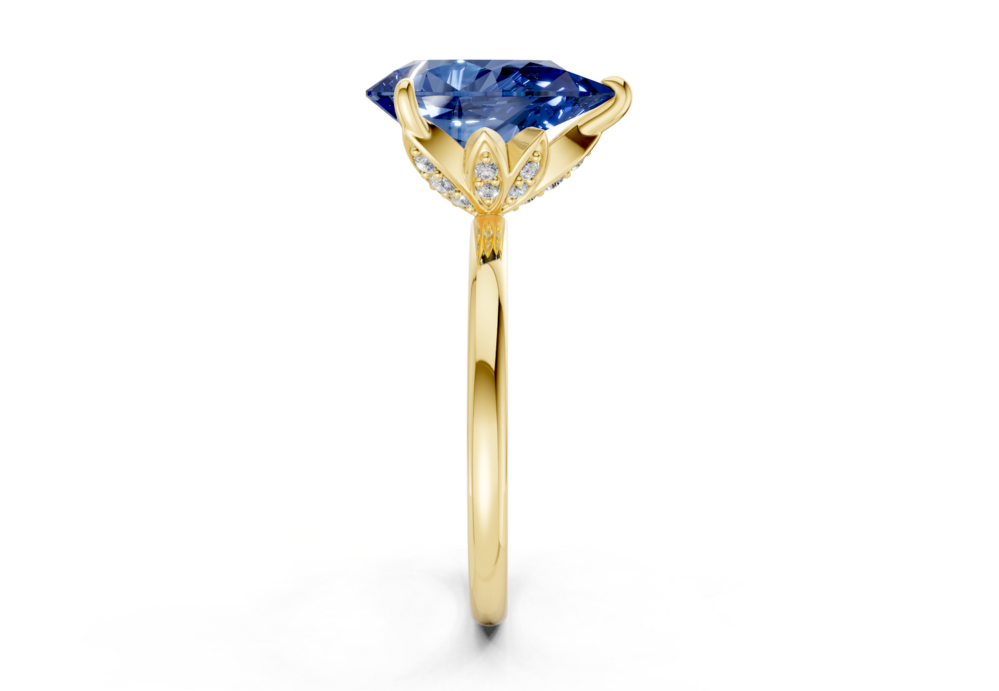 Skye Sapphire Gemstone Solitaire Pear Cut 1.8mm Engagement Ring