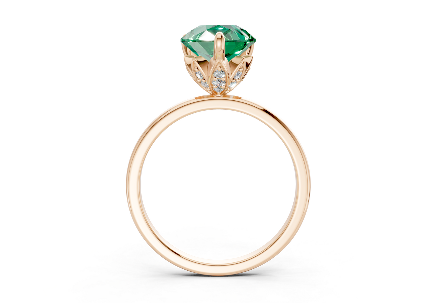 Skye Emerald Gemstone Solitaire Pear Cut 1.8mm Engagement Ring