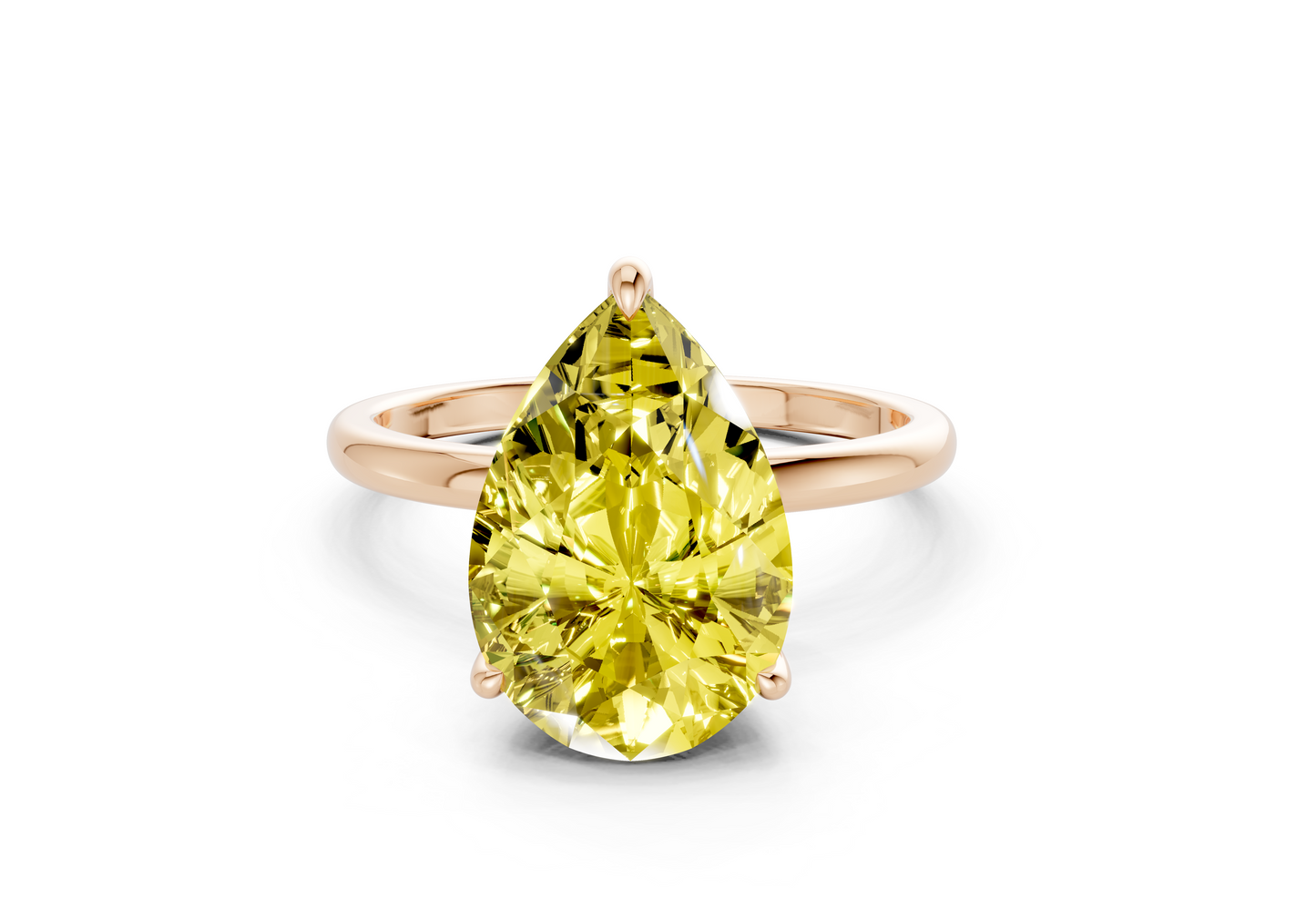 Skye Yellow Diamond Solitaire Pear Cut 1.8mm Engagement Ring
