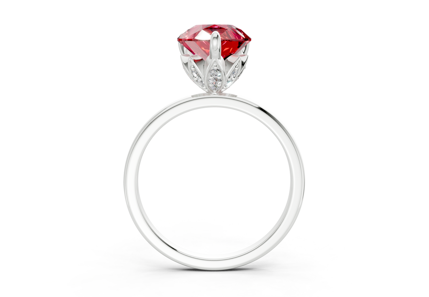 Skye Ruby Gemstone Solitaire Pear Cut 1.8mm Engagement Ring