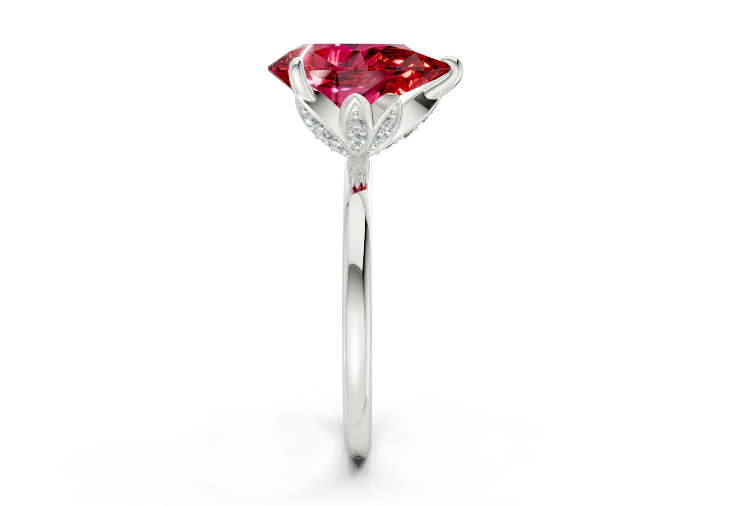Skye Ruby Gemstone Solitaire Pear Cut 1.8mm Engagement Ring