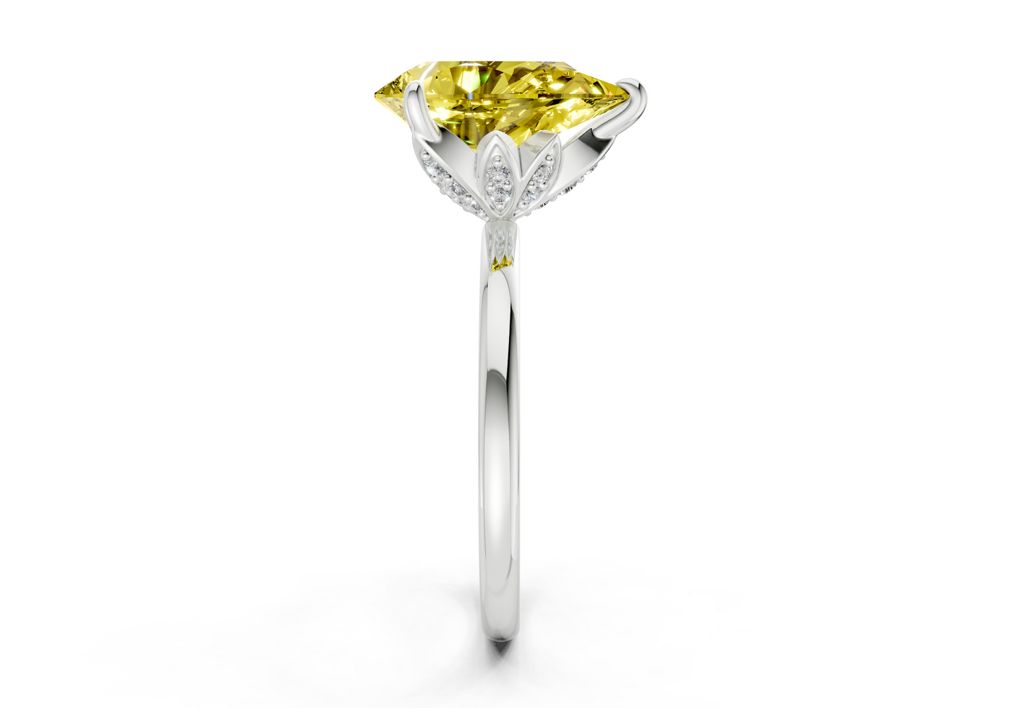 Skye Yellow Diamond Solitaire Pear Cut 1.8mm Engagement Ring