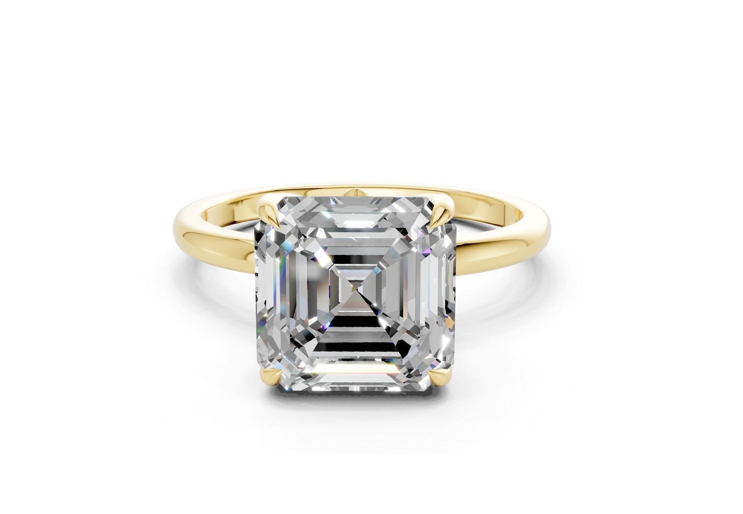 Skye Diamond Solitaire Asscher Cut 1.8mm Engagement Ring
