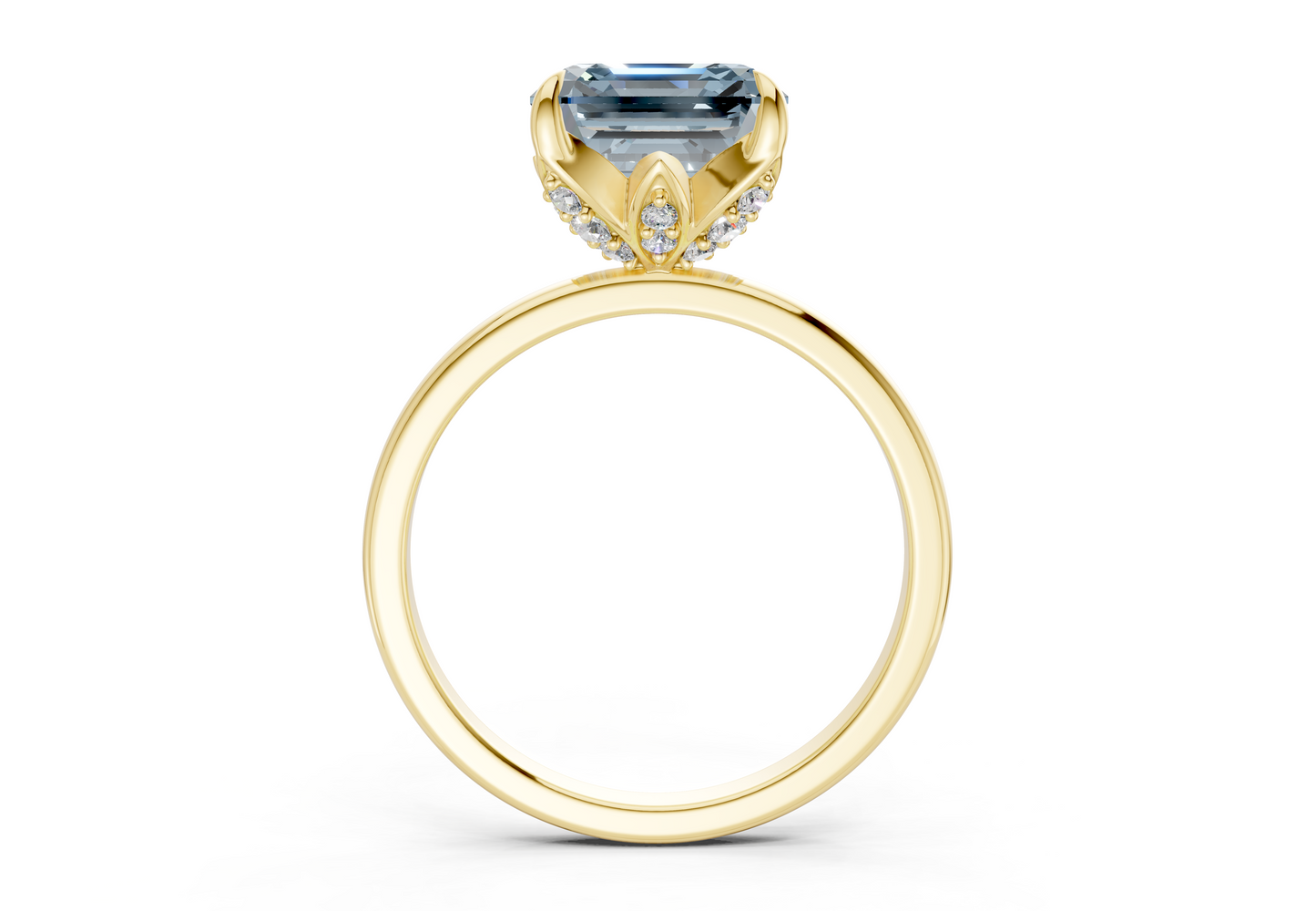 Skye Blue Diamond Solitaire Asscher Cut 1.8mm Engagement Ring