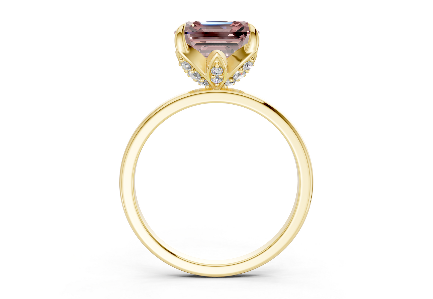 Skye Pink Diamond Solitaire Asscher Cut 1.8mm Engagement Ring