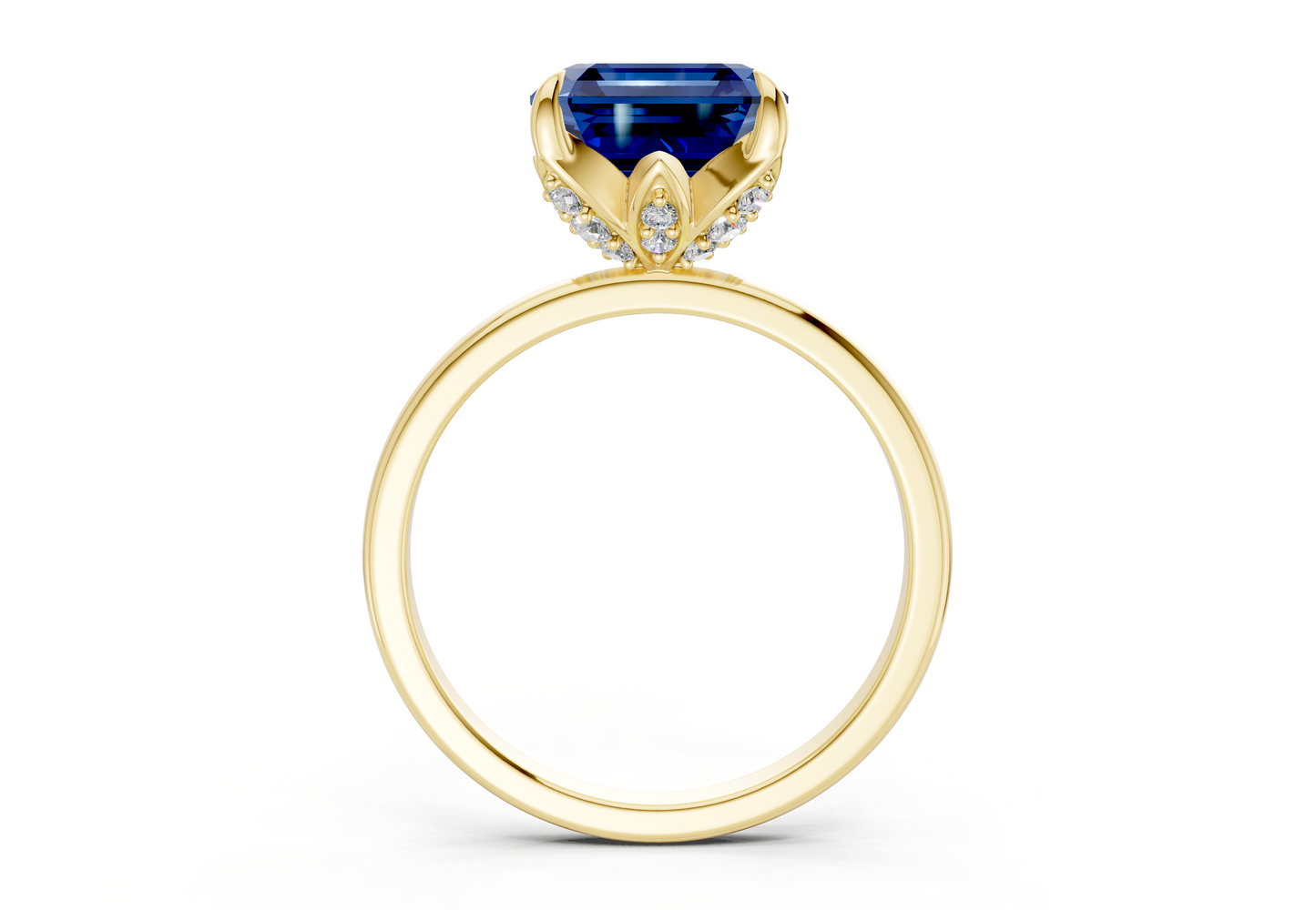 Skye Sapphire Gemstone Solitaire Asscher Cut 1.8mm Engagement Ring