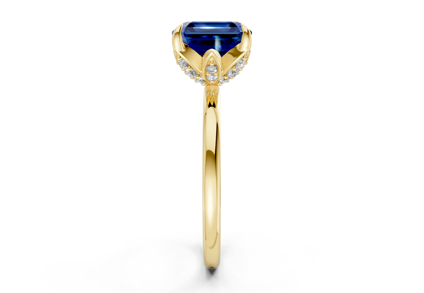 Skye Sapphire Gemstone Solitaire Asscher Cut 1.8mm Engagement Ring