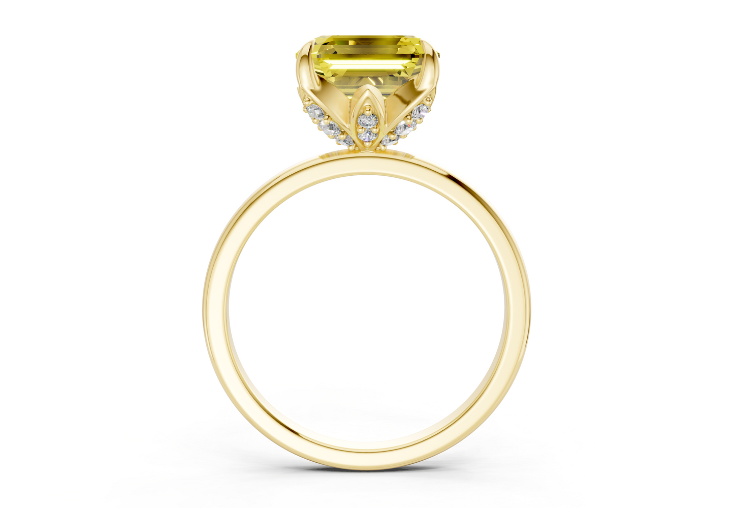 Skye Yellow Diamond Solitaire Asscher Cut 1.8mm Engagement Ring