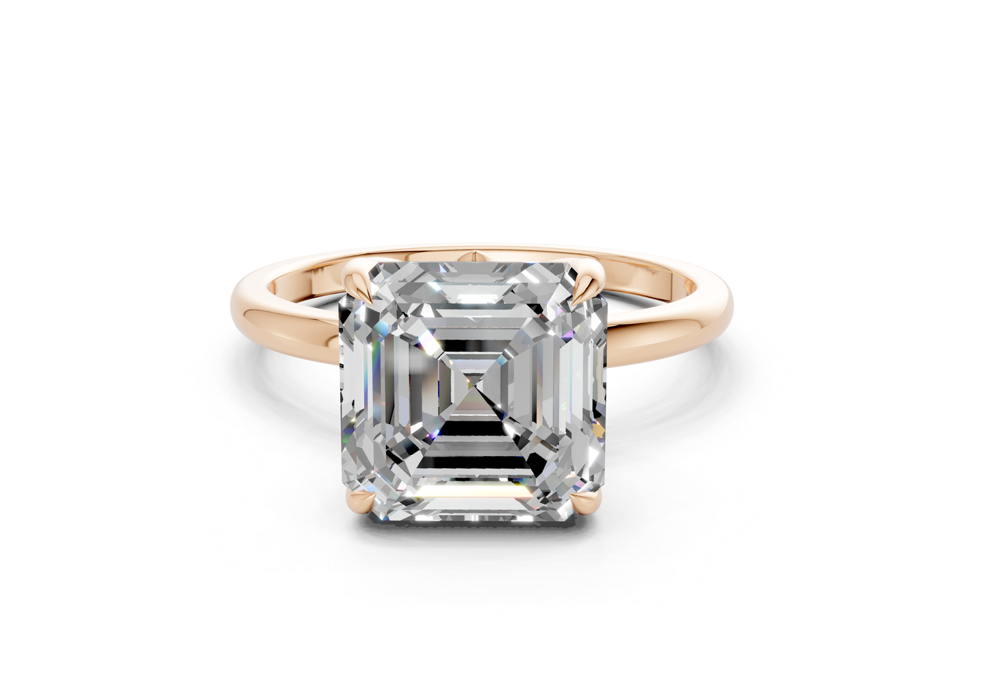 Skye Diamond Solitaire Asscher Cut 1.8mm Engagement Ring