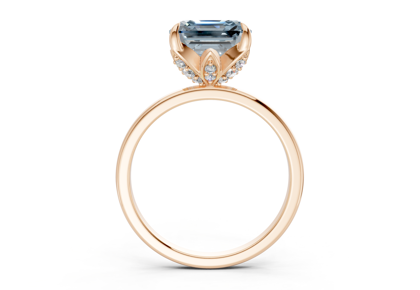 Skye Blue Diamond Solitaire Asscher Cut 1.8mm Engagement Ring