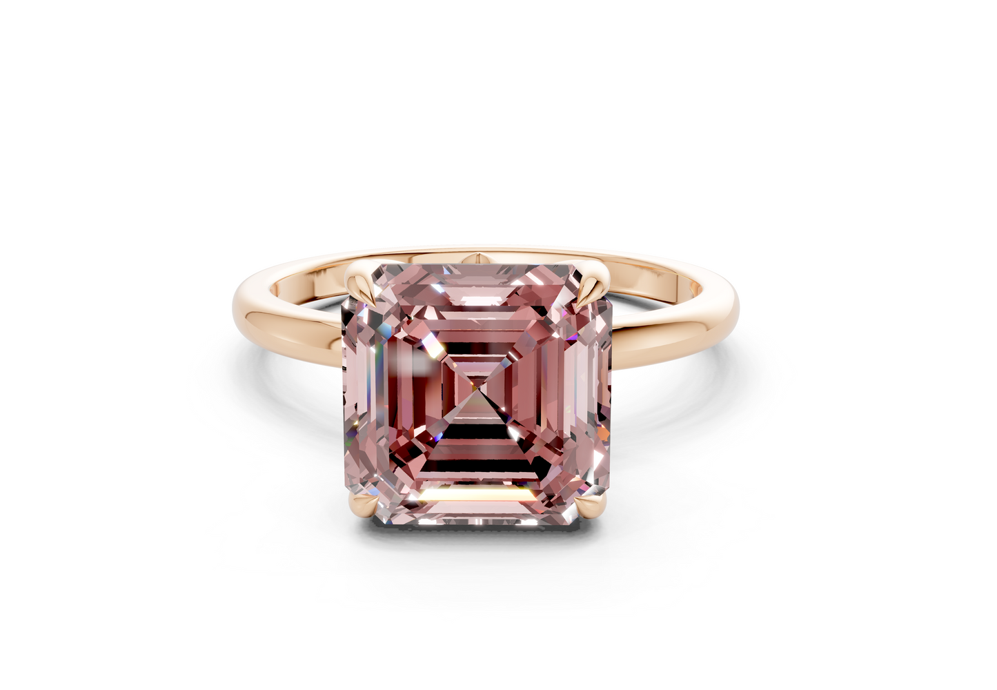 Skye Pink Diamond Solitaire Asscher Cut 1.8mm Engagement Ring