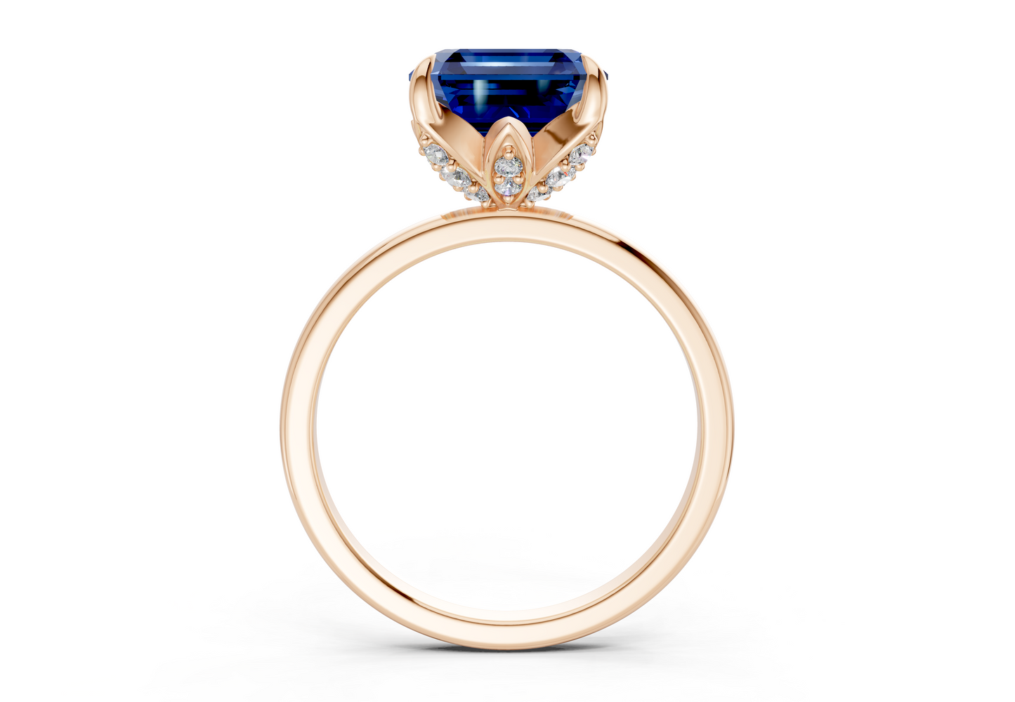 Skye Sapphire Gemstone Solitaire Asscher Cut 1.8mm Engagement Ring