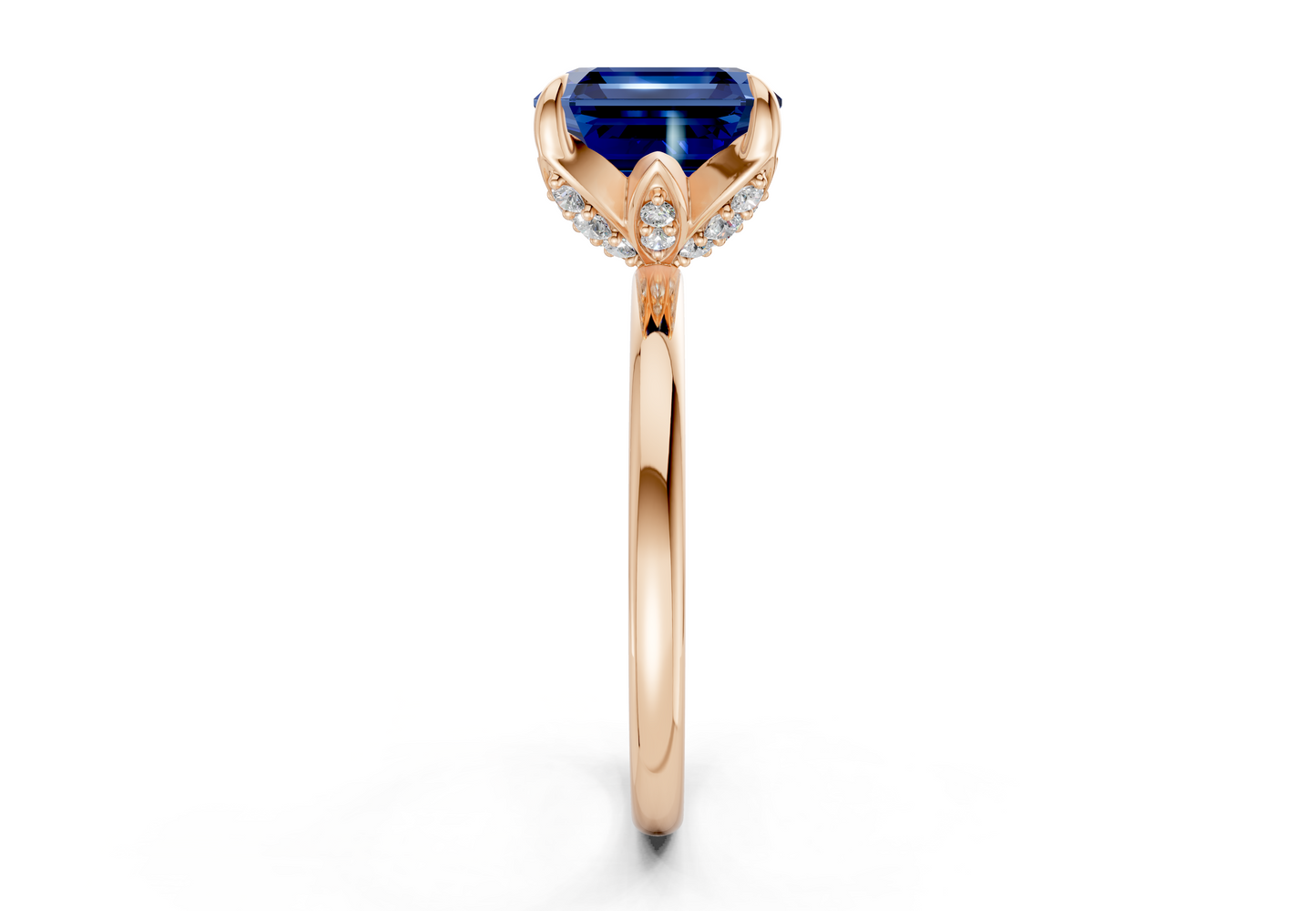 Skye Sapphire Gemstone Solitaire Asscher Cut 1.8mm Engagement Ring