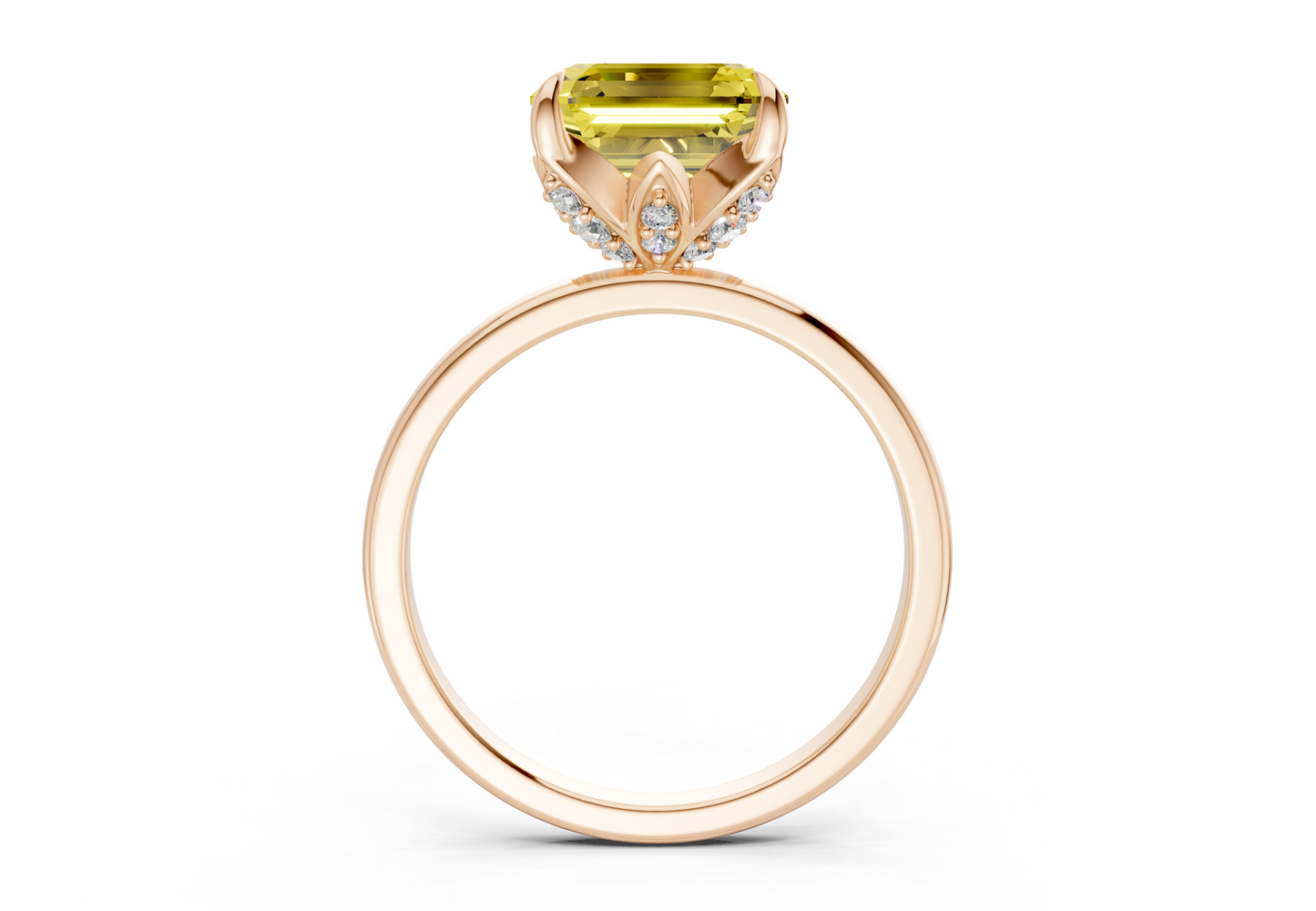 Skye Yellow Diamond Solitaire Asscher Cut 1.8mm Engagement Ring