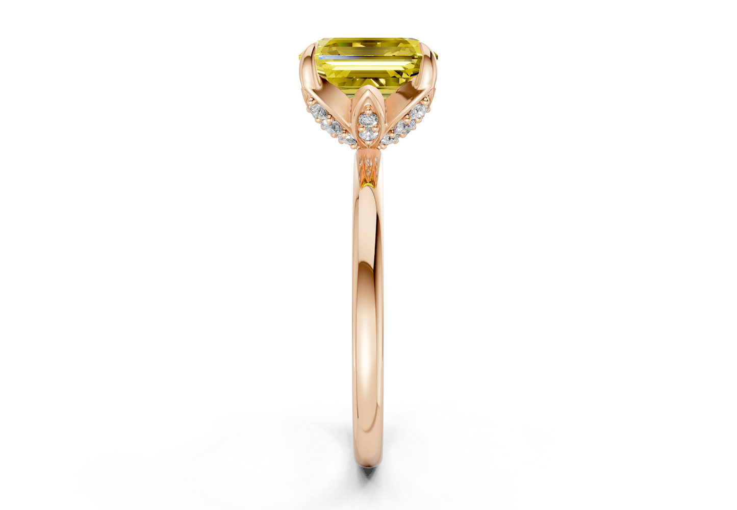 Skye Yellow Diamond Solitaire Asscher Cut 1.8mm Engagement Ring