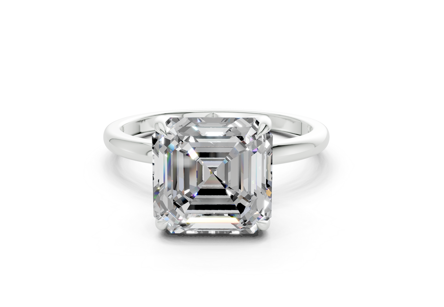 Skye Diamond Solitaire Asscher Cut 1.8mm Engagement Ring