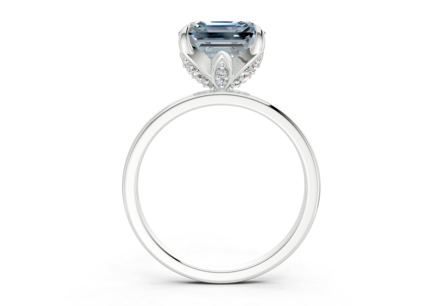Skye Blue Diamond Solitaire Asscher Cut 1.8mm Engagement Ring