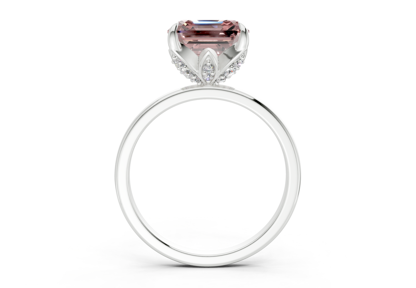 Skye Pink Diamond Solitaire Asscher Cut 1.8mm Engagement Ring
