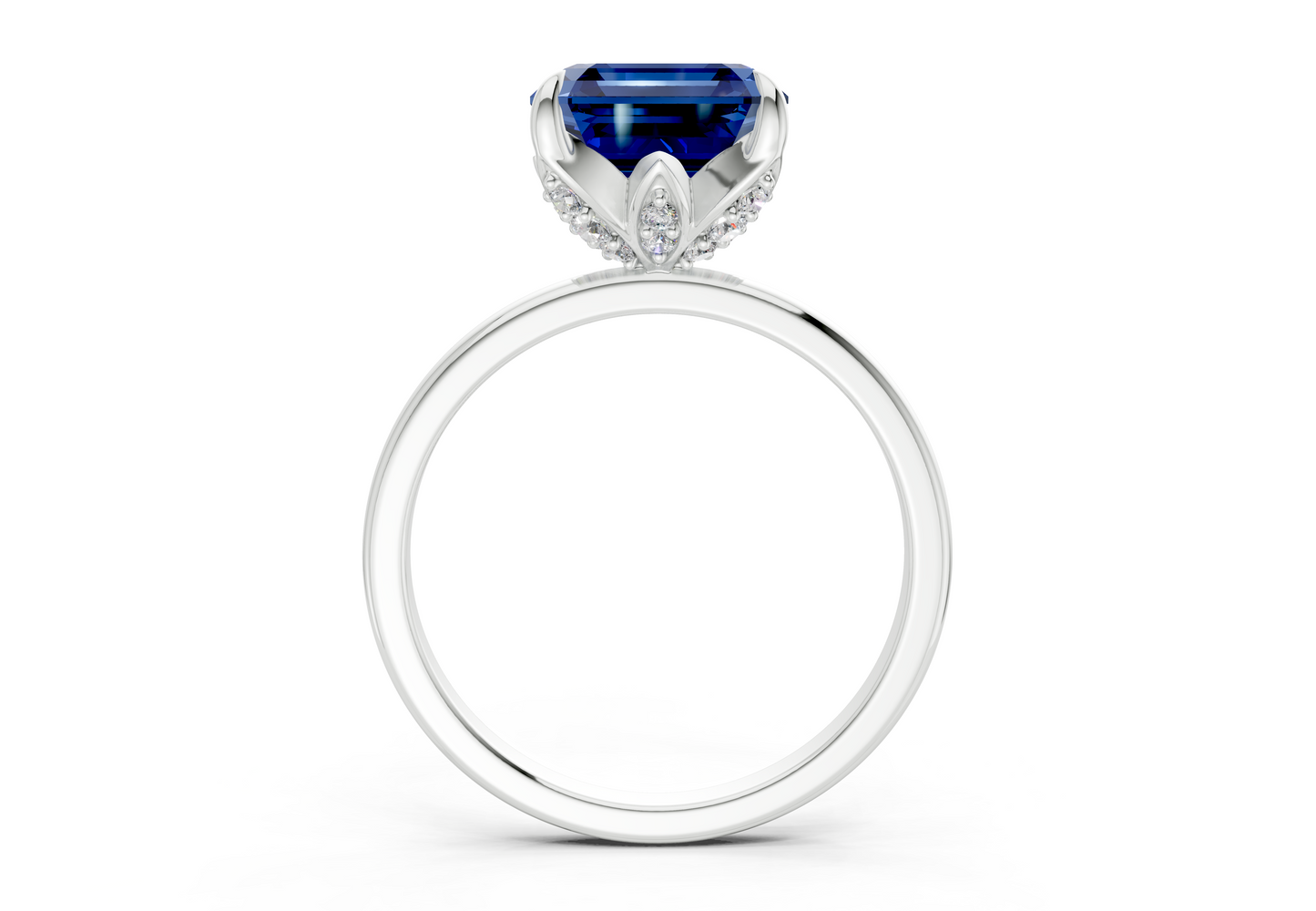Skye Sapphire Gemstone Solitaire Asscher Cut 1.8mm Engagement Ring