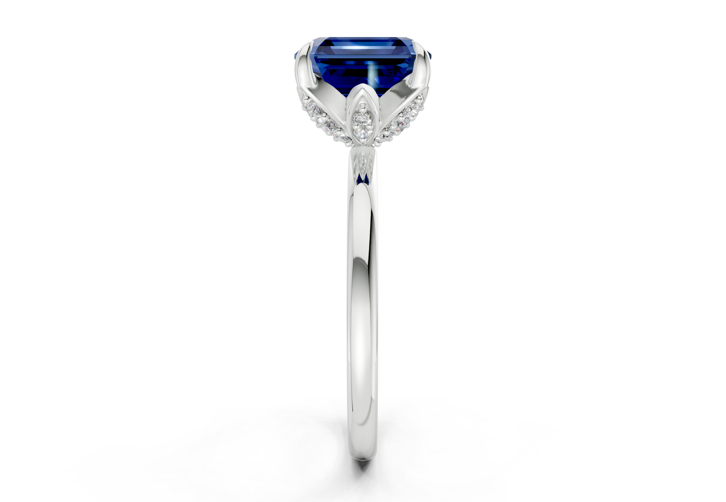 Skye Sapphire Gemstone Solitaire Asscher Cut 1.8mm Engagement Ring