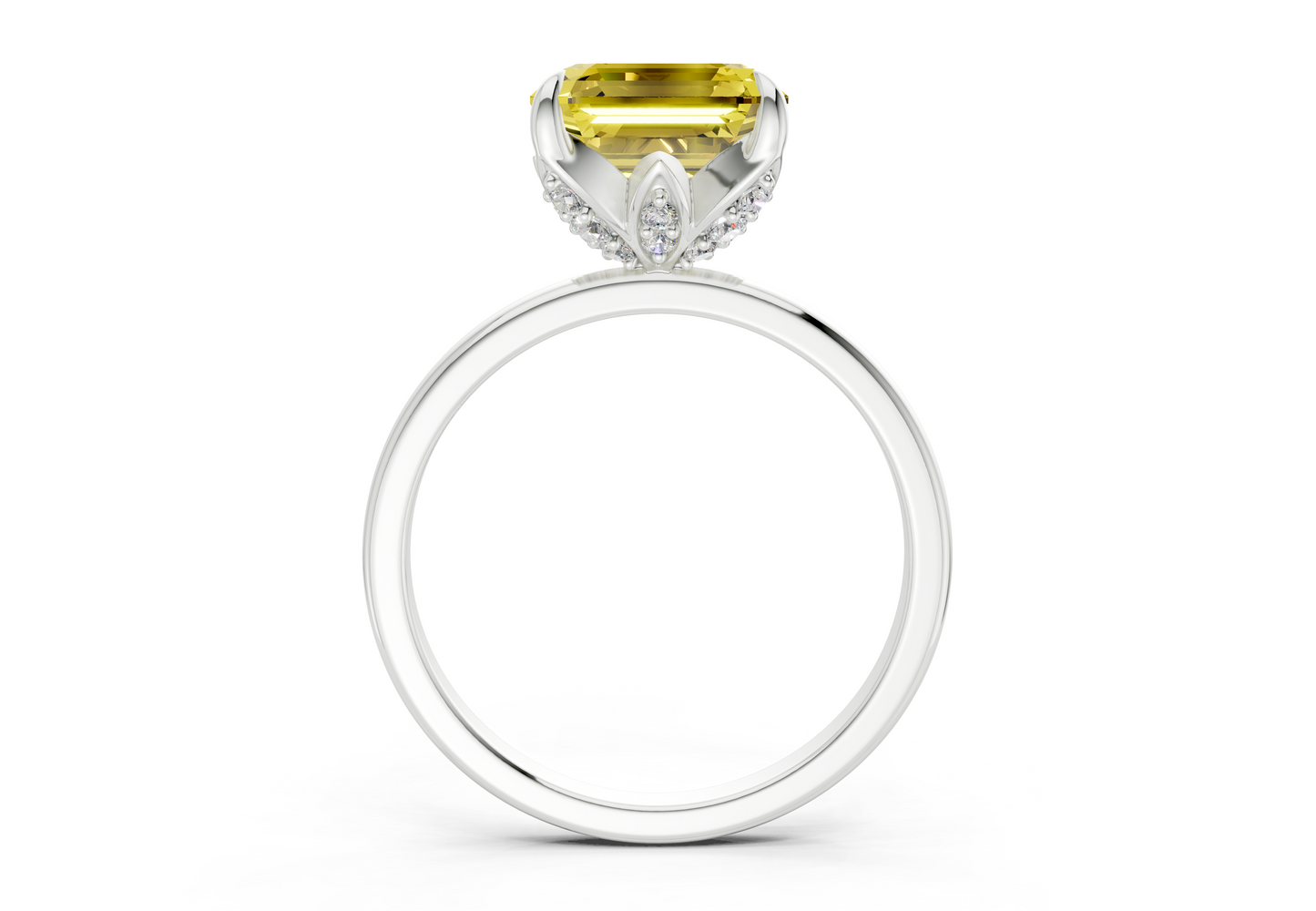 Skye Yellow Diamond Solitaire Asscher Cut 1.8mm Engagement Ring