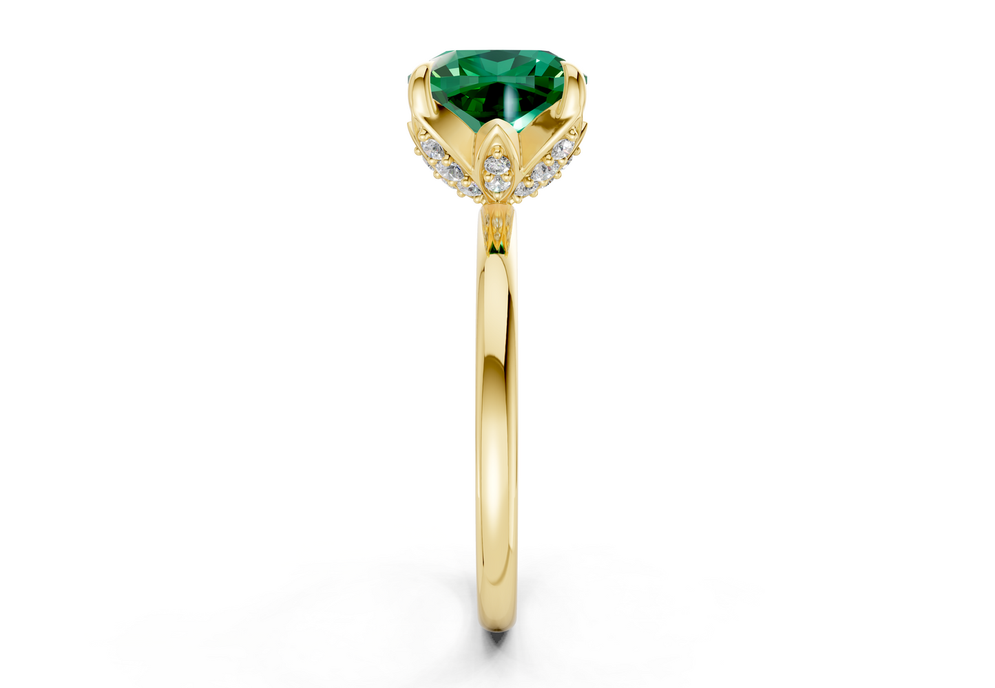 Skye Emerald Gemstone Solitaire Cushion Squareuare Cut 1.8mm Engagement Ring