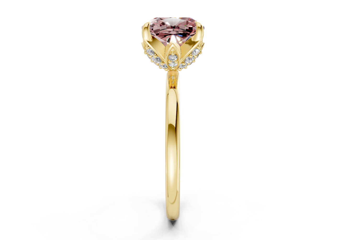 Skye Pink Diamond Solitaire Cushion Squareuare Cut 1.8mm Engagement Ring