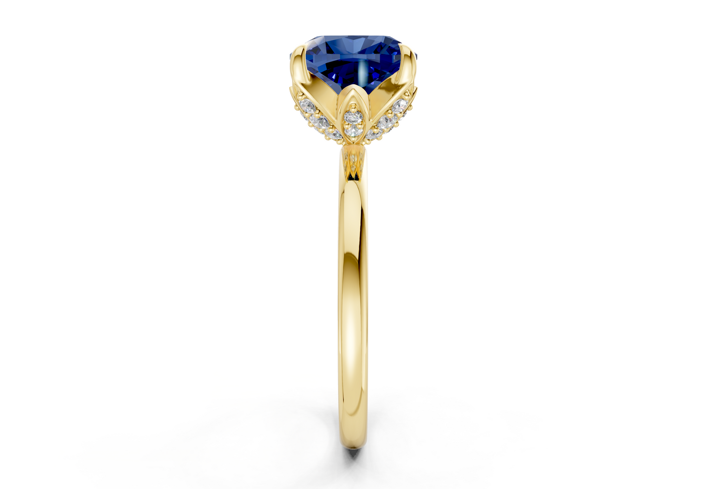Skye Sapphire Gemstone Solitaire Cushion Squareuare Cut 1.8mm Engagement Ring