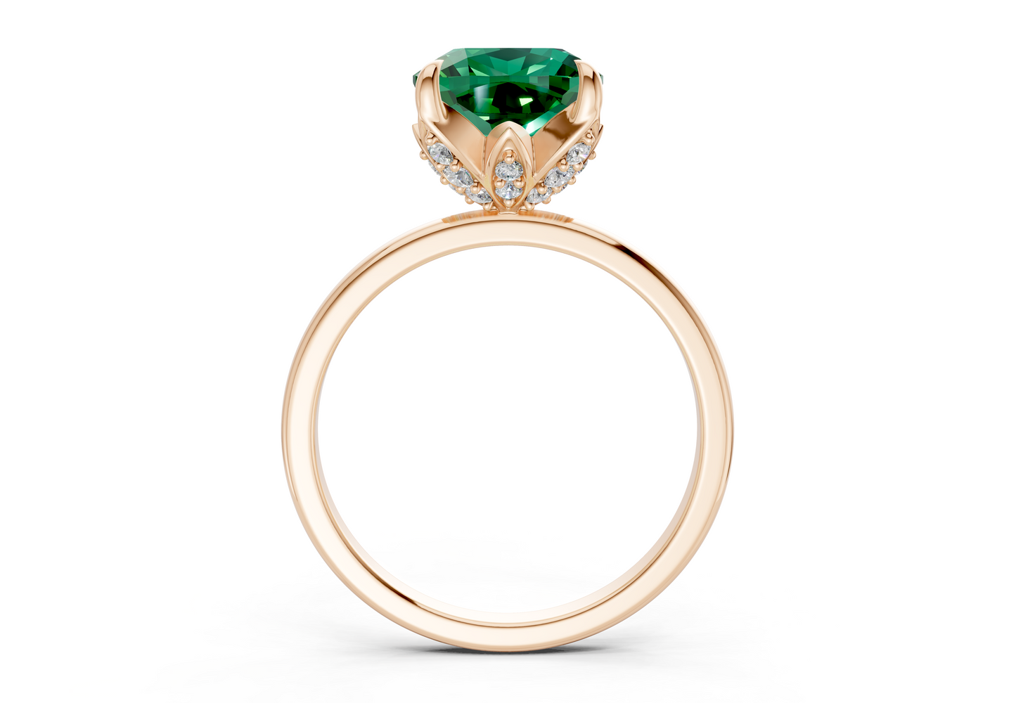 Skye Emerald Gemstone Solitaire Cushion Squareuare Cut 1.8mm Engagement Ring