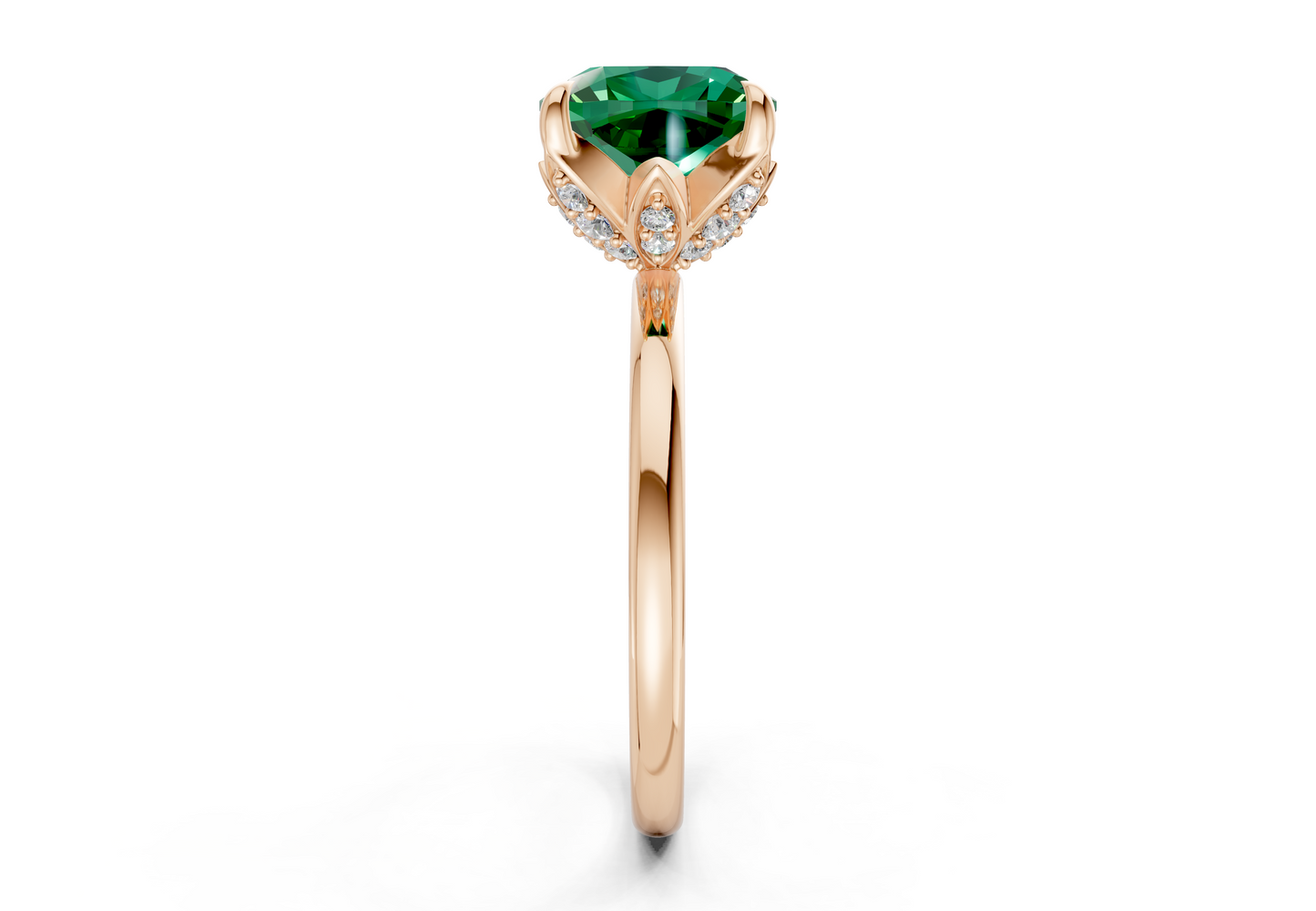 Skye Emerald Gemstone Solitaire Cushion Squareuare Cut 1.8mm Engagement Ring