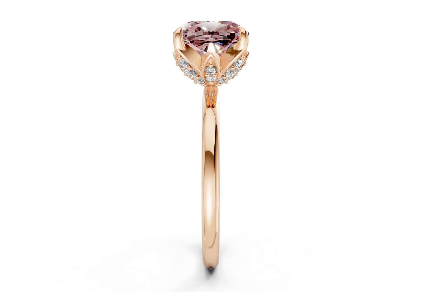 Skye Pink Diamond Solitaire Cushion Squareuare Cut 1.8mm Engagement Ring