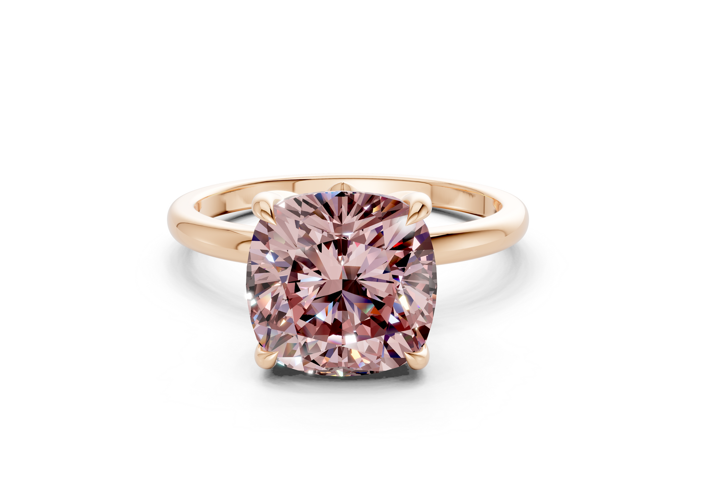 Skye Pink Diamond Solitaire Cushion Squareuare Cut 1.8mm Engagement Ring
