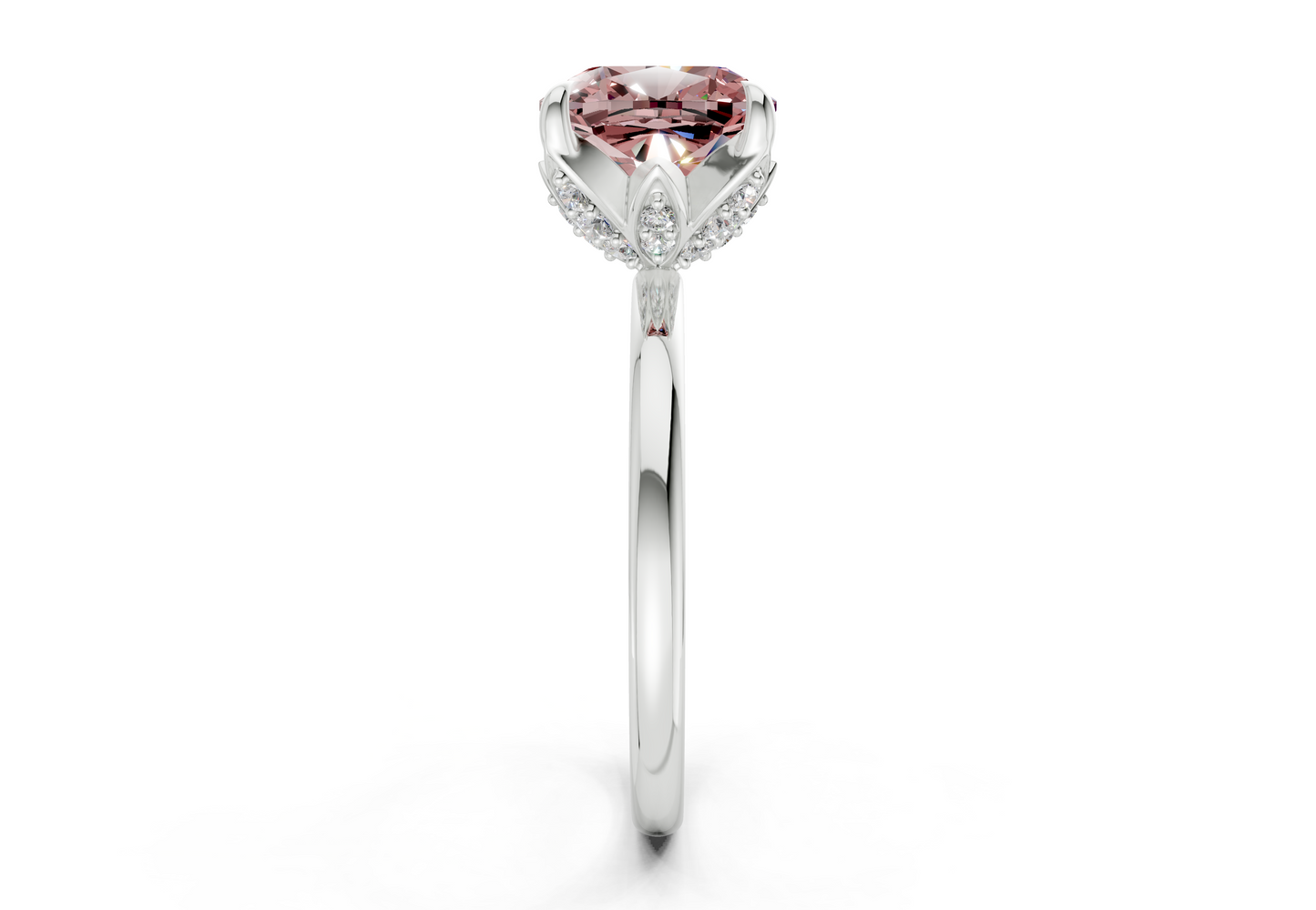 Skye Pink Diamond Solitaire Cushion Squareuare Cut 1.8mm Engagement Ring