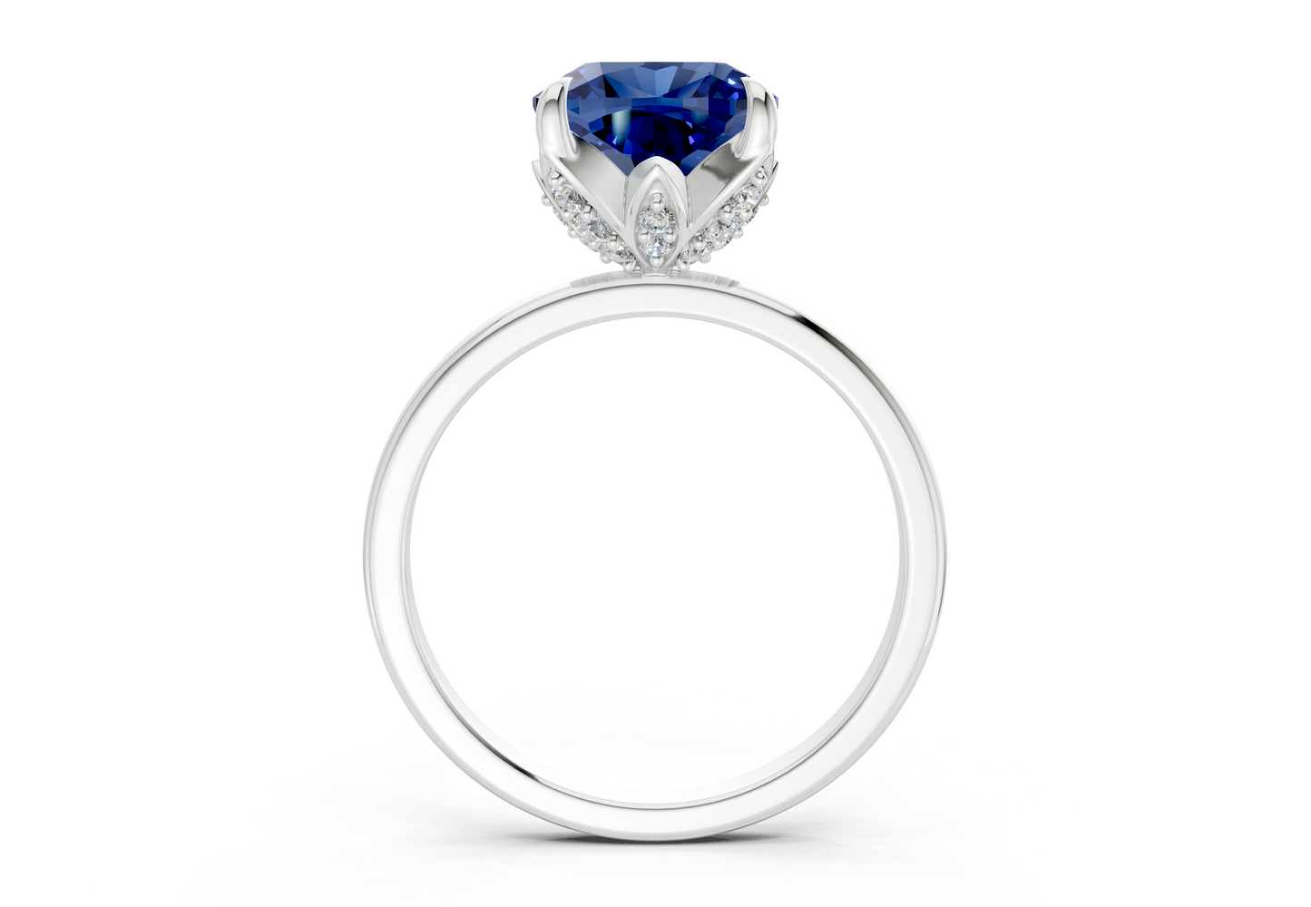 Skye Sapphire Gemstone Solitaire Cushion Squareuare Cut 1.8mm Engagement Ring