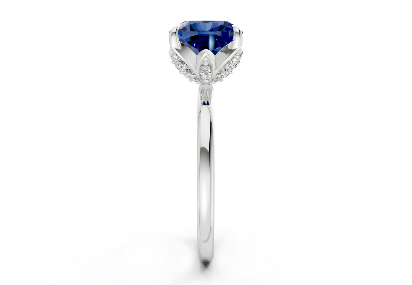 Skye Sapphire Gemstone Solitaire Cushion Squareuare Cut 1.8mm Engagement Ring