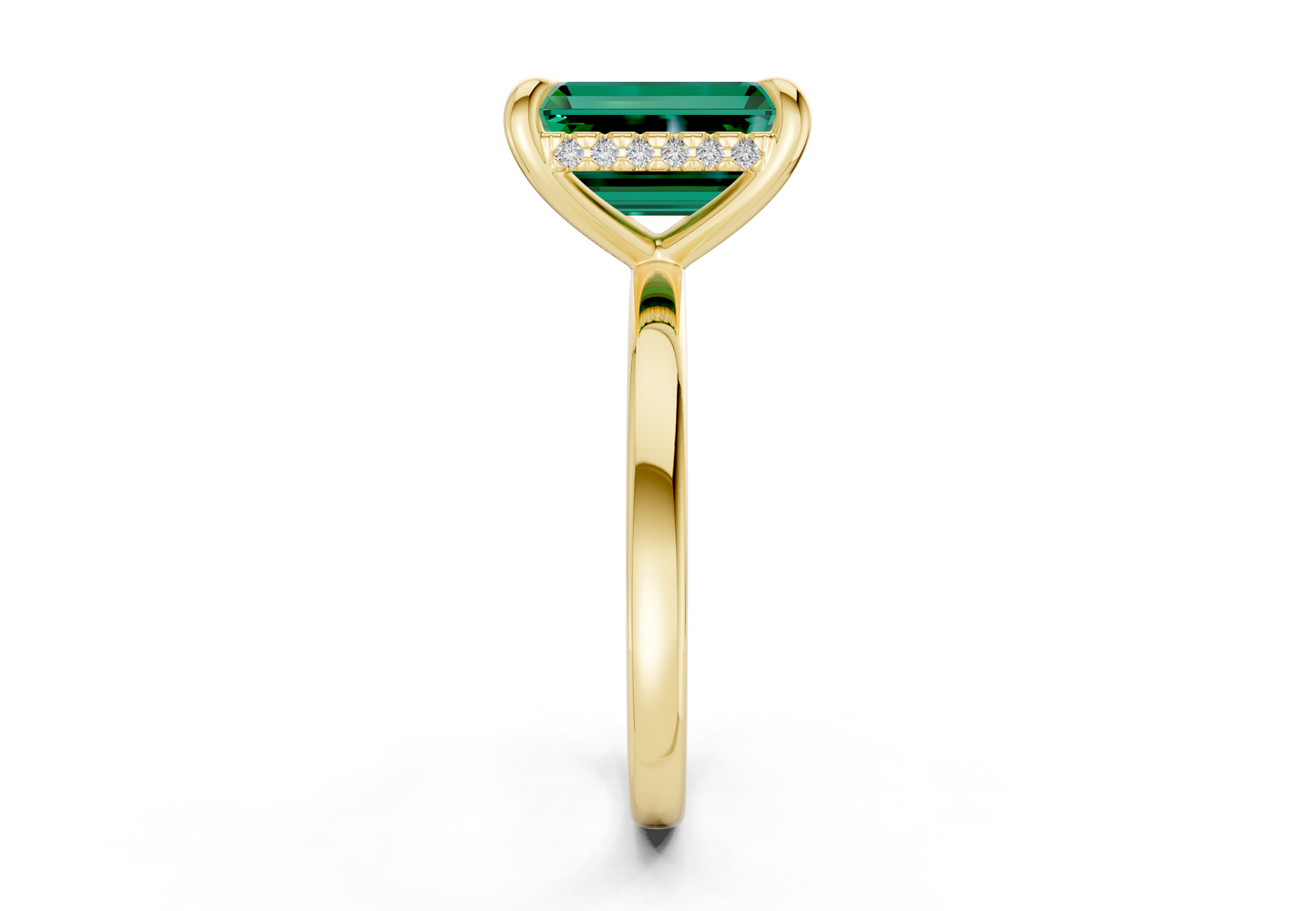 Solstice Emerald Gemstone Solitaire Emerald Cut 1.8mm Engagement Ring