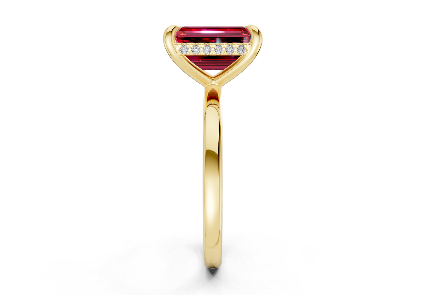 Solstice Ruby Gemstone Solitaire Emerald Cut 1.8mm Engagement Ring
