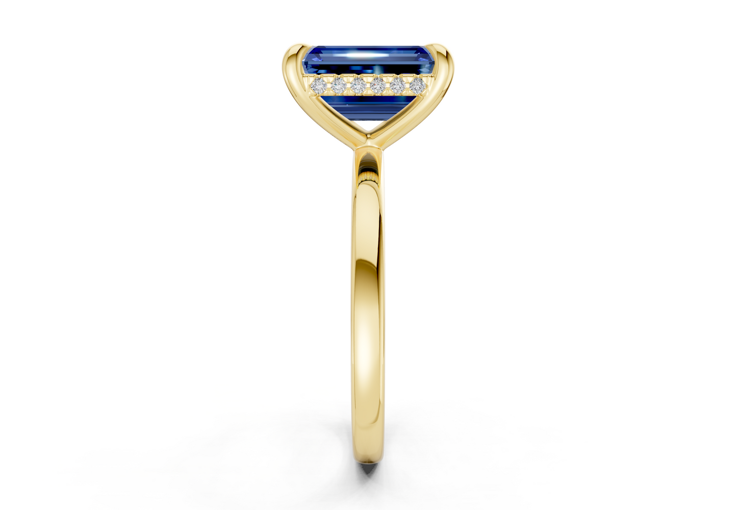 Solstice Sapphire Gemstone Solitaire Emerald Cut 2.3mm Engagement Ring